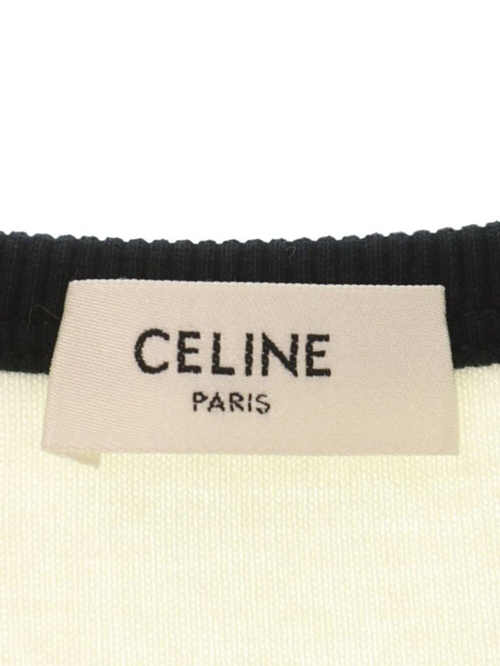 Celine Crop Rib Gold Button T-Shirt - Picture 3 of 3